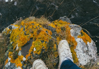 person sitting on rock during daytime