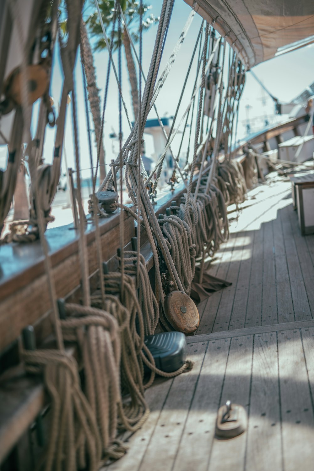 brown boat ropes during daytime