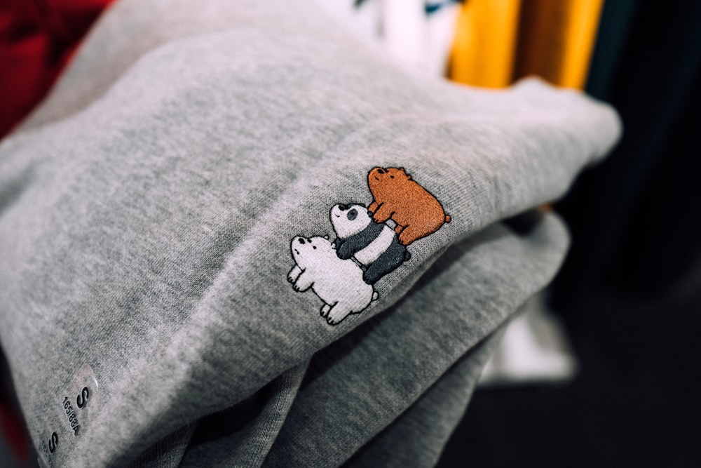 gray We Bare Bears printed textile