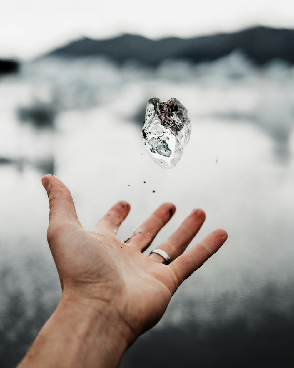 person throwing ice away