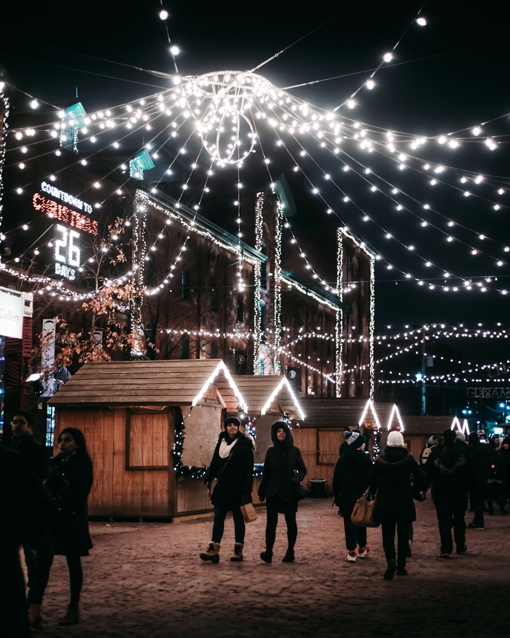 people standing near lights