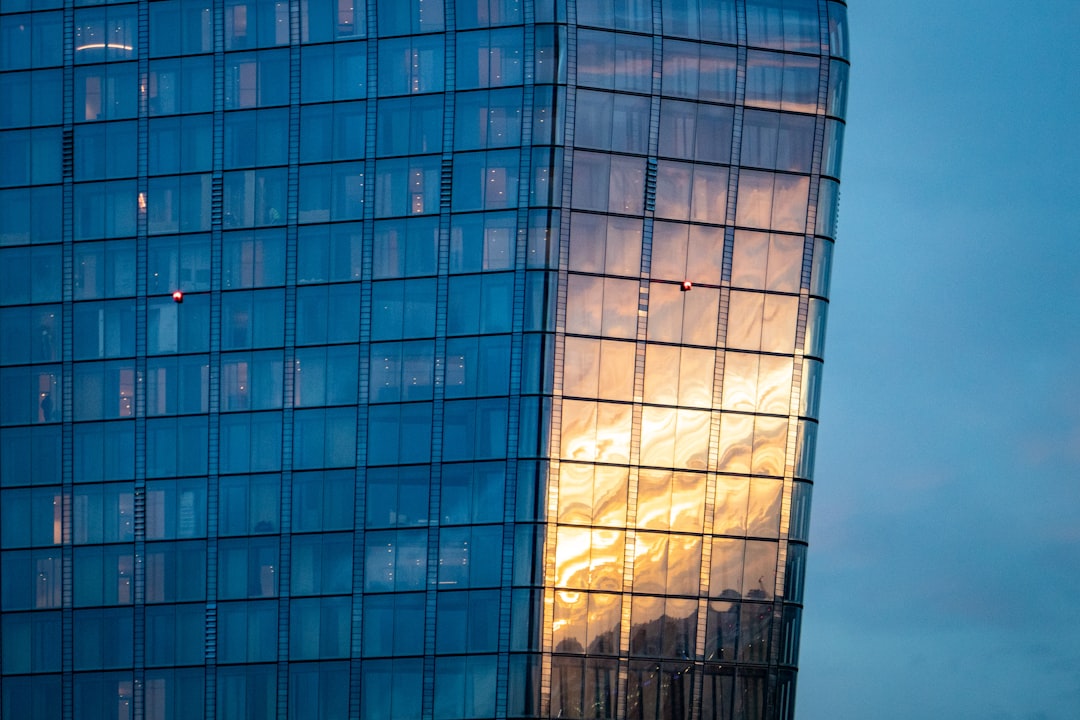 blue glass high rise building