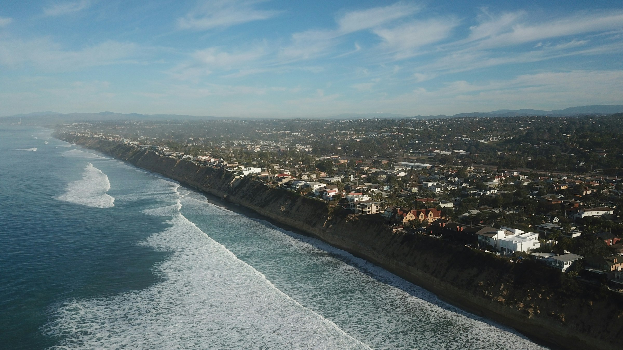 Aerial view of Encinitas coastline, California