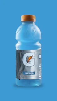 gray and blue Gatorade bottle