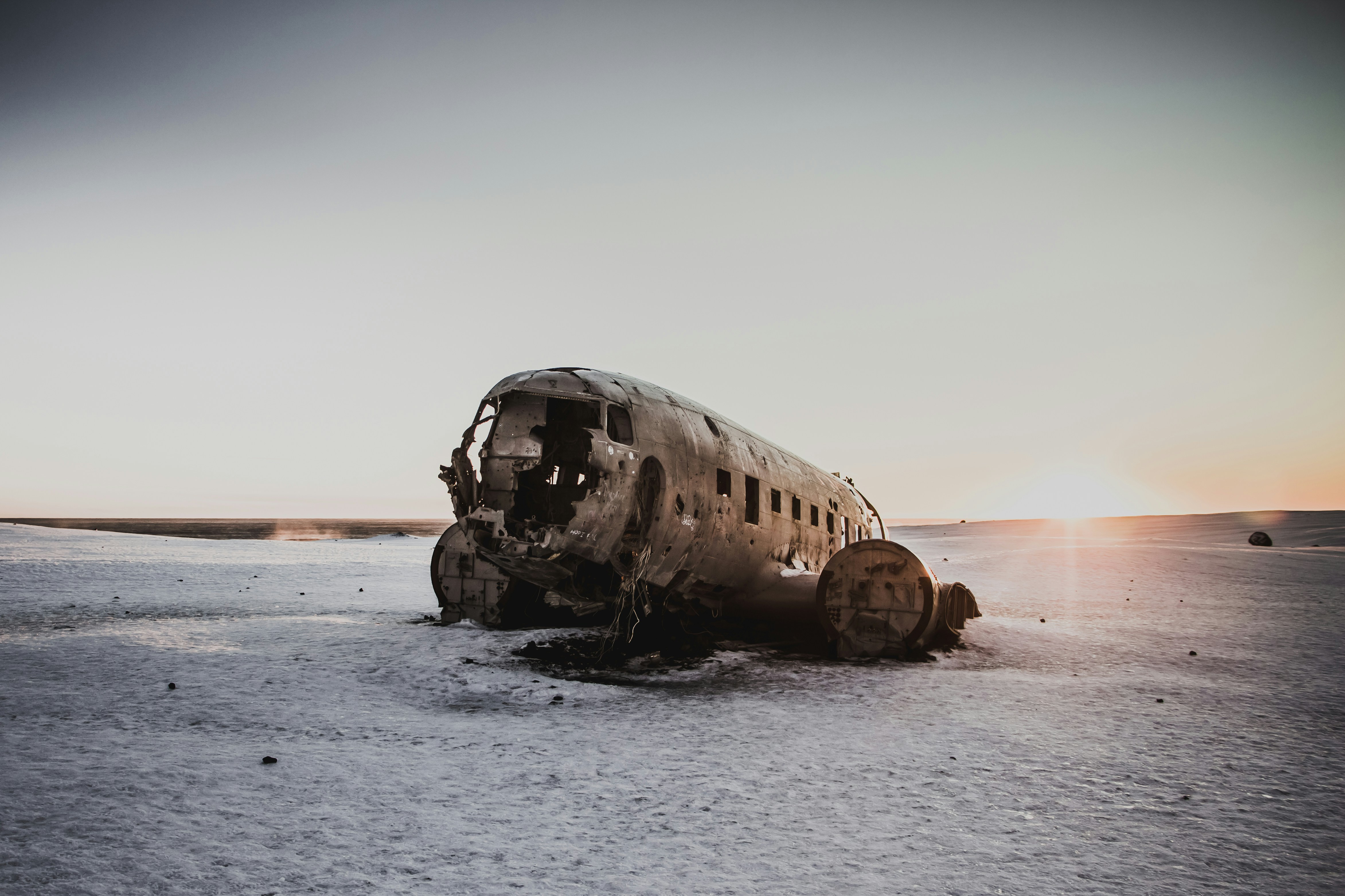 Crashed plane on the beach in Iceland
