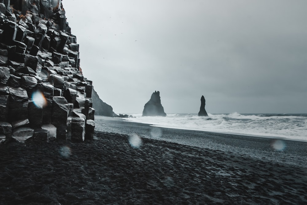 sea waves crashing on shore