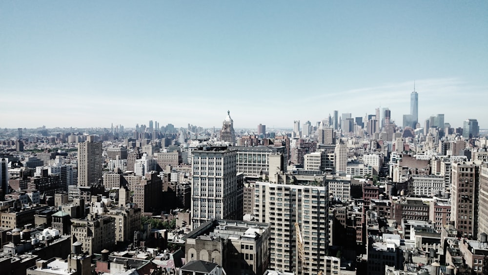 aerial view of city buildings