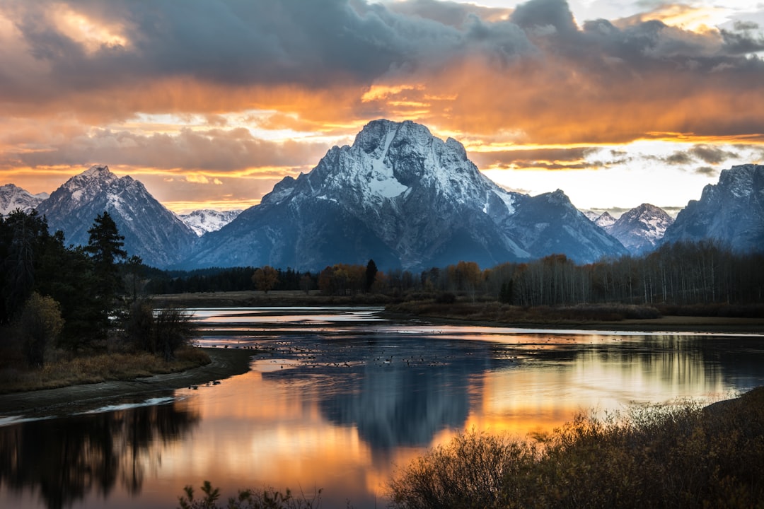 gray mountain under white cloudy sky, Sunset