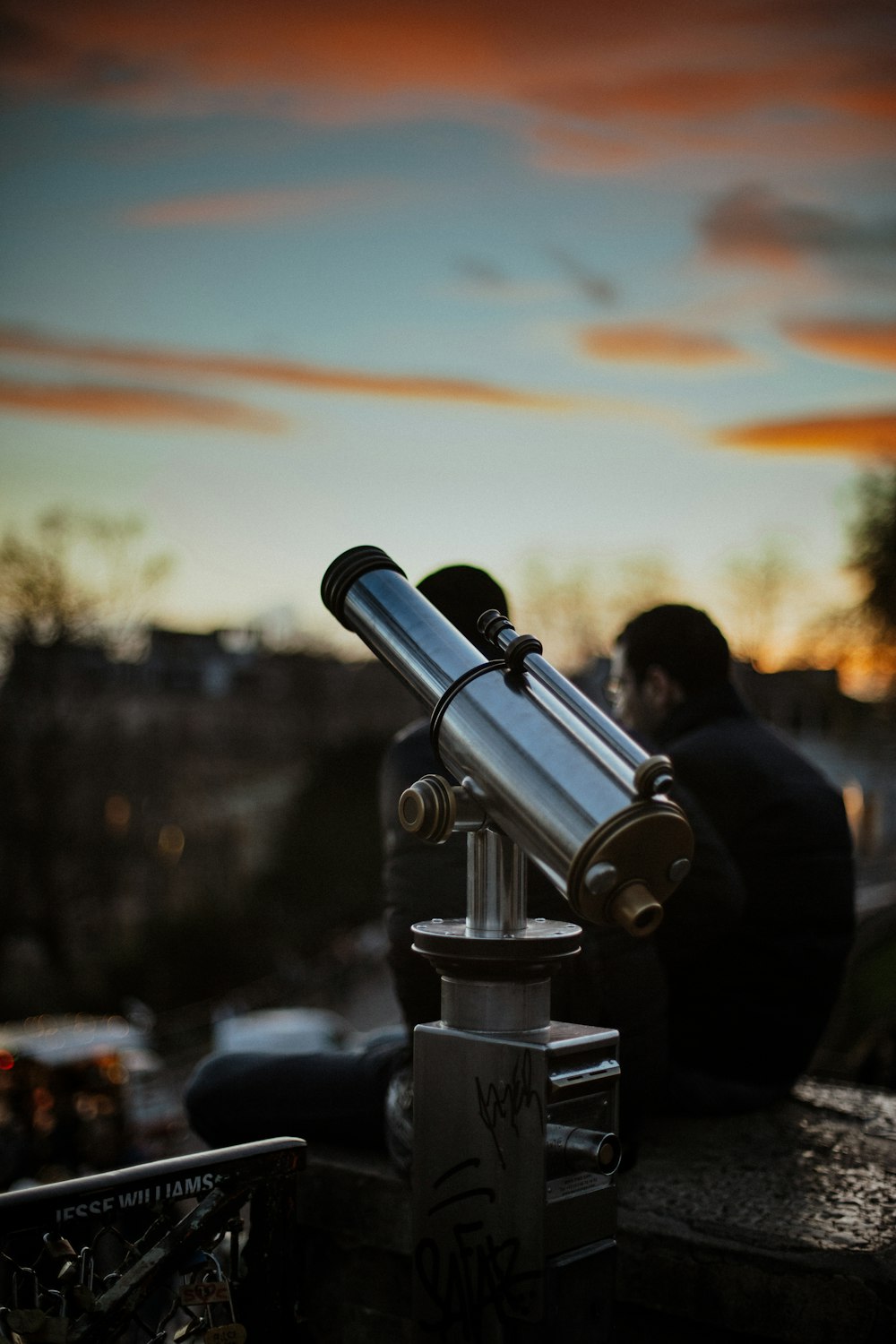 selective focus photo of gray telescope