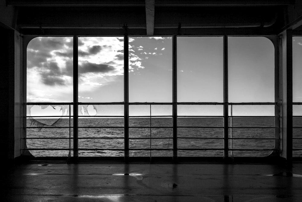 view of sea from glass wall