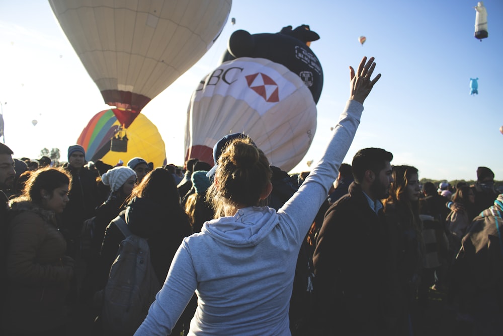 people gathering on hot air balloon site