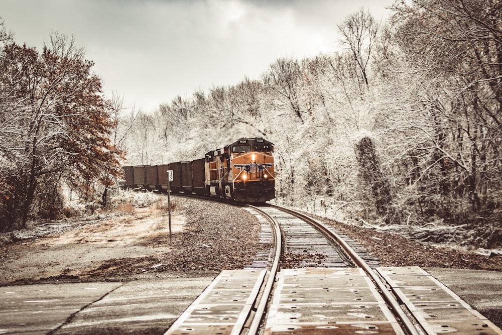 Trem na estrada de ferro em Sephia fotografia