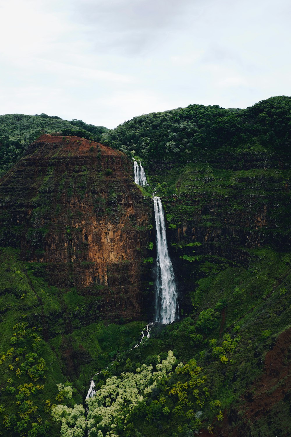 waterfalls at the forest during day