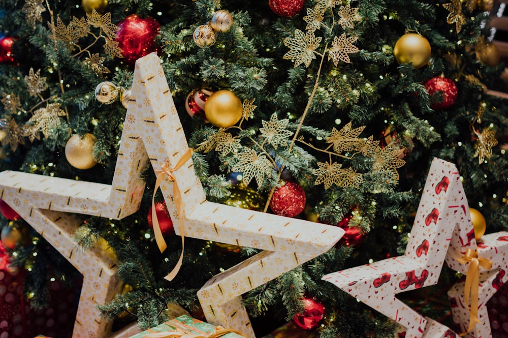 Christmas tree with baubles and stars