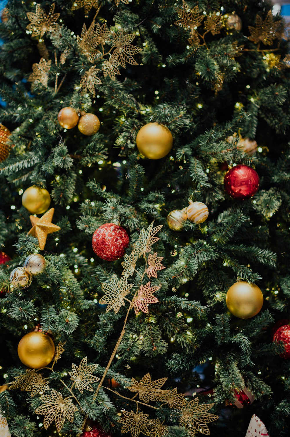 baubles hanging on Christmas tree