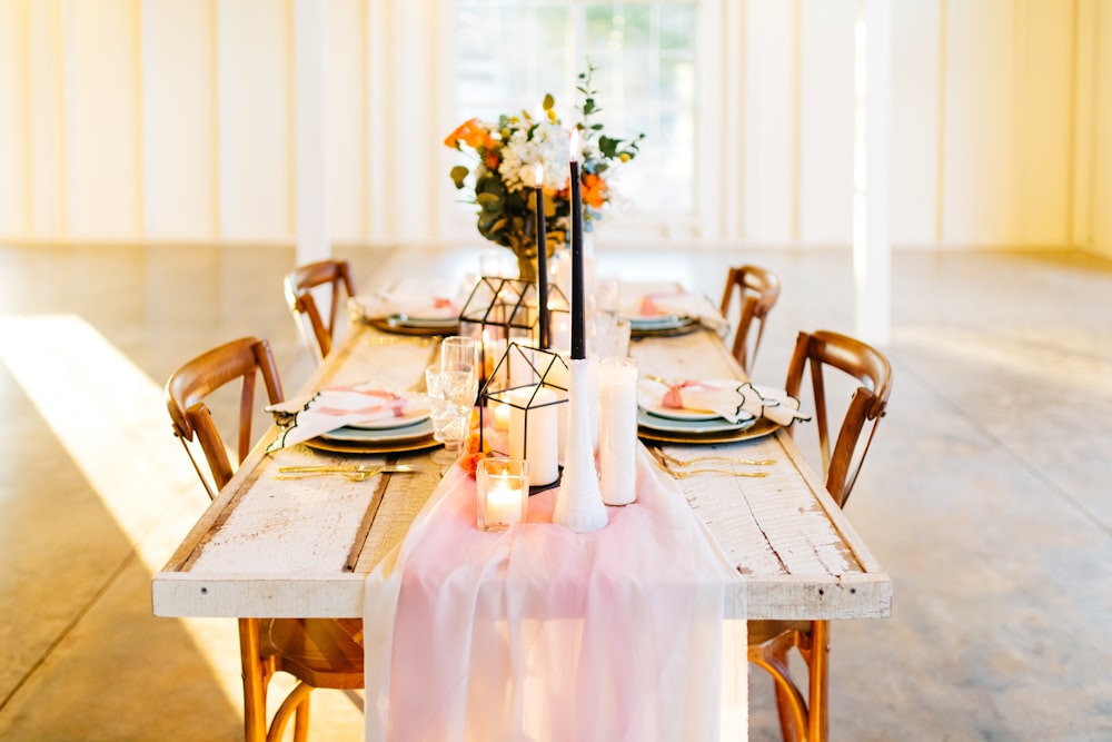 rectangular brown table