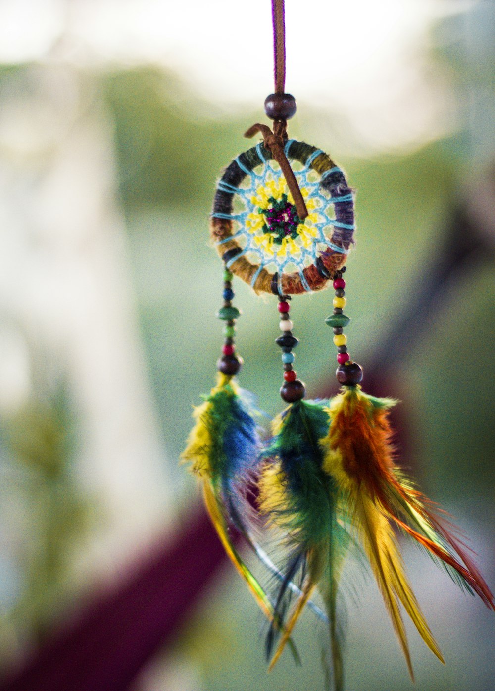 multicolored feather dreamcatcher