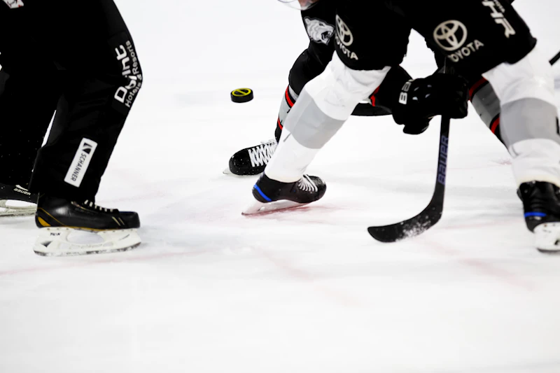 Hockey skates on the ice