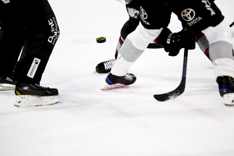 Hockey players in action during a game