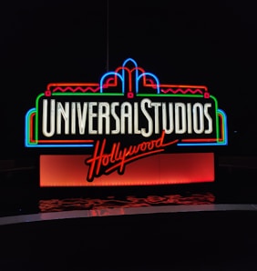 lighted Universal Studios Hollywood neon light signage