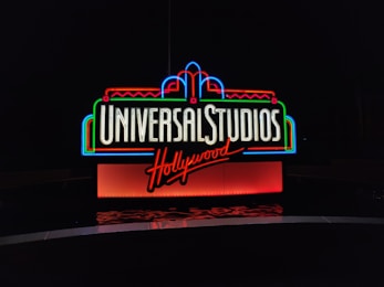 lighted Universal Studios Hollywood neon light signage