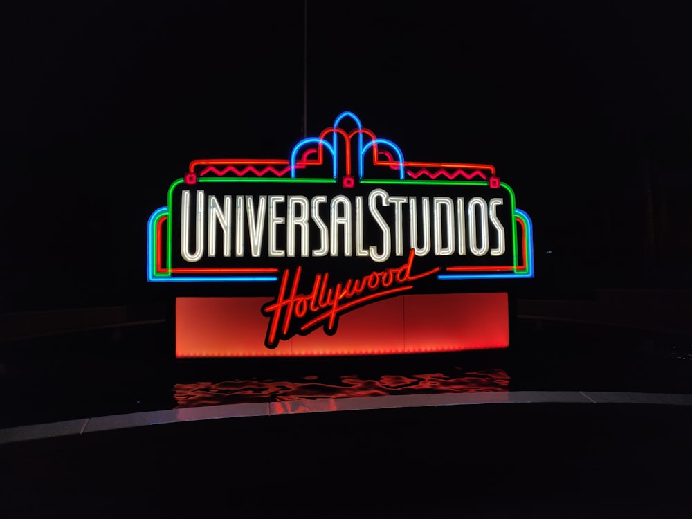 lighted Universal Studios Hollywood neon light signage