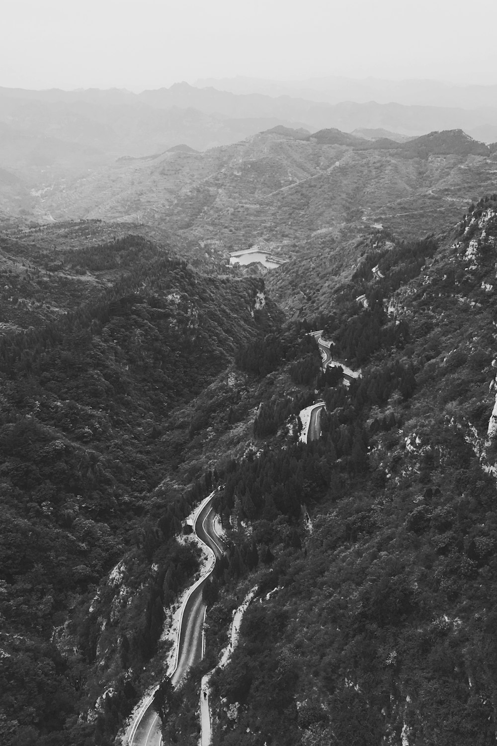 aerial photograph of mountain ranges