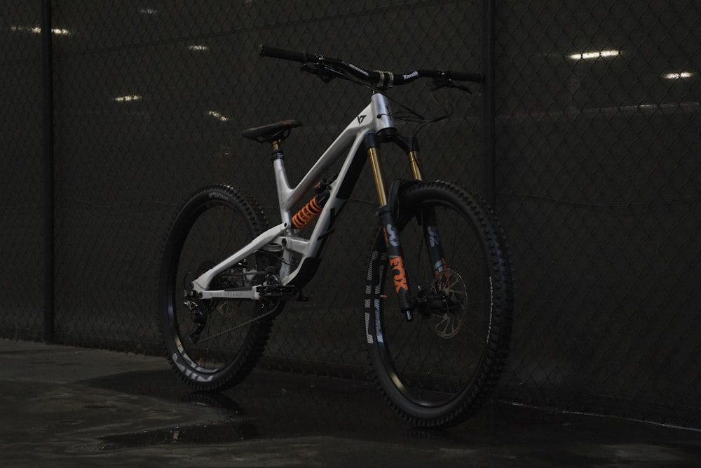 gray full-suspension mountain bike