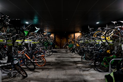assorted-color bicycles