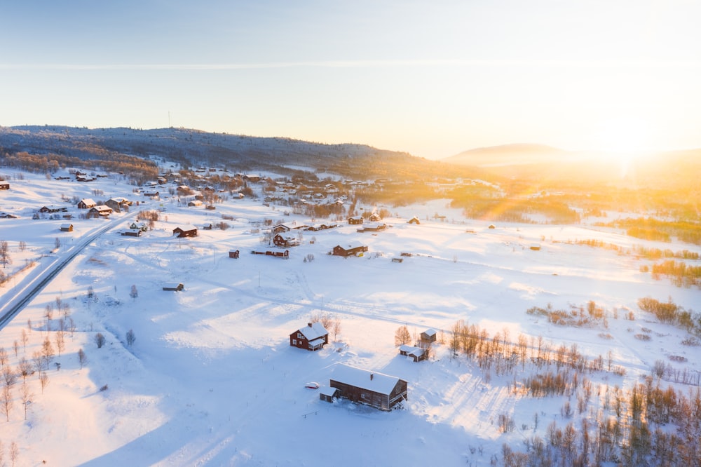 house on snow covered ground