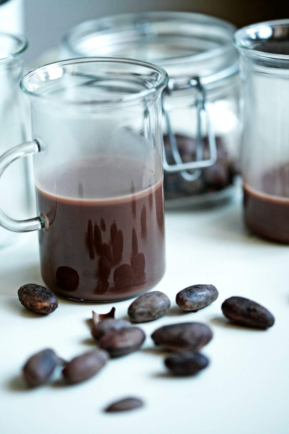 clear glass mug