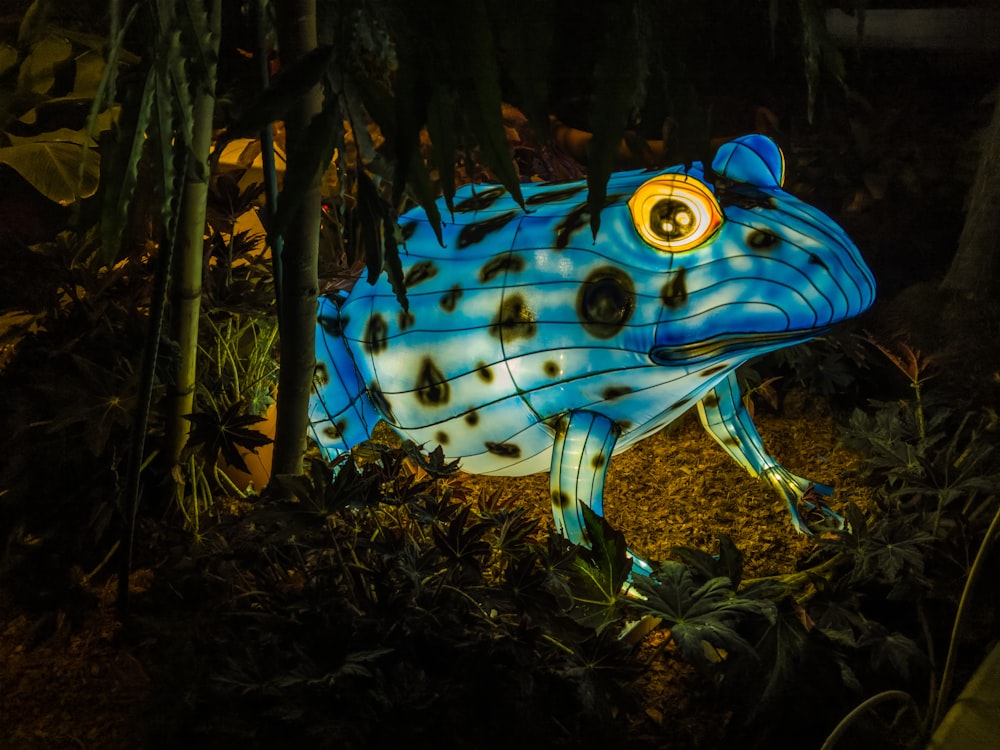 blue and white frog decor