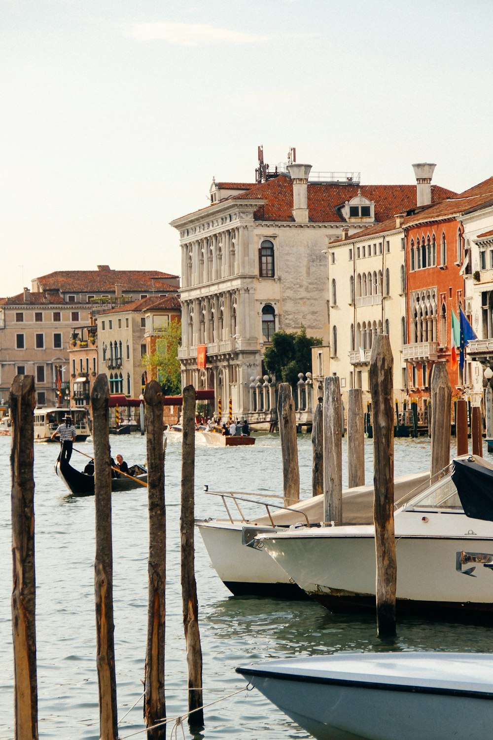 boat docked near buildings