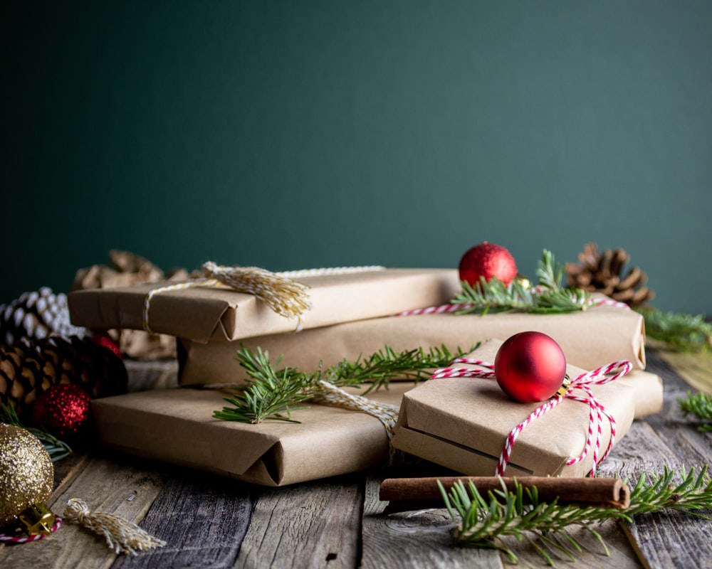 gift boxes on table