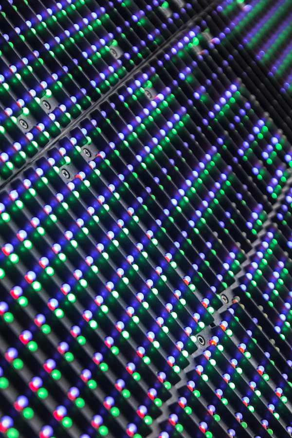 LED panel pixels close up