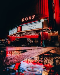 Roxy theater during rainy day