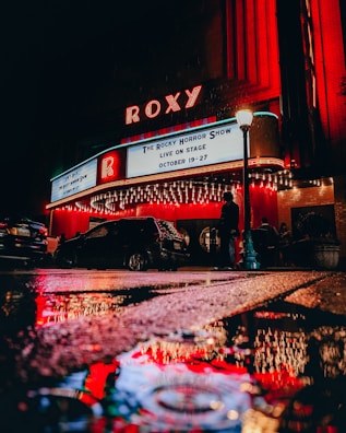 Roxy theater during rainy day