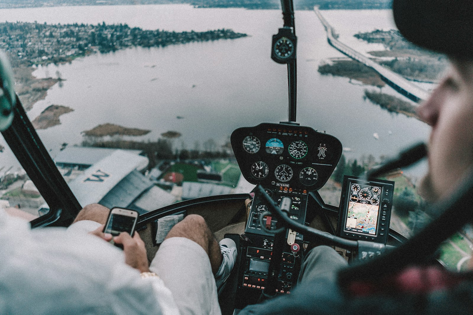 Sony a7 III + Sony FE 28mm F2 sample photo. Two persons riding helicopter photography