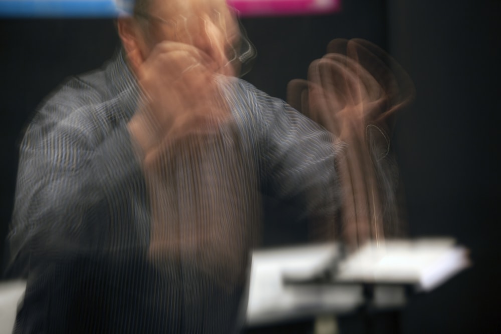 man in long-sleeved shirt