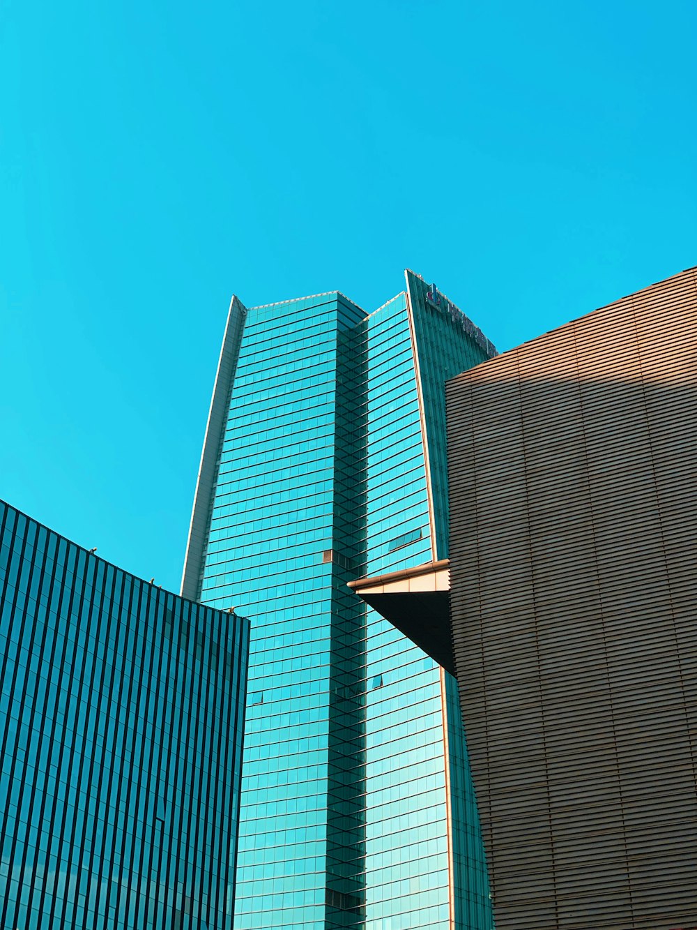 blue high rise buildings