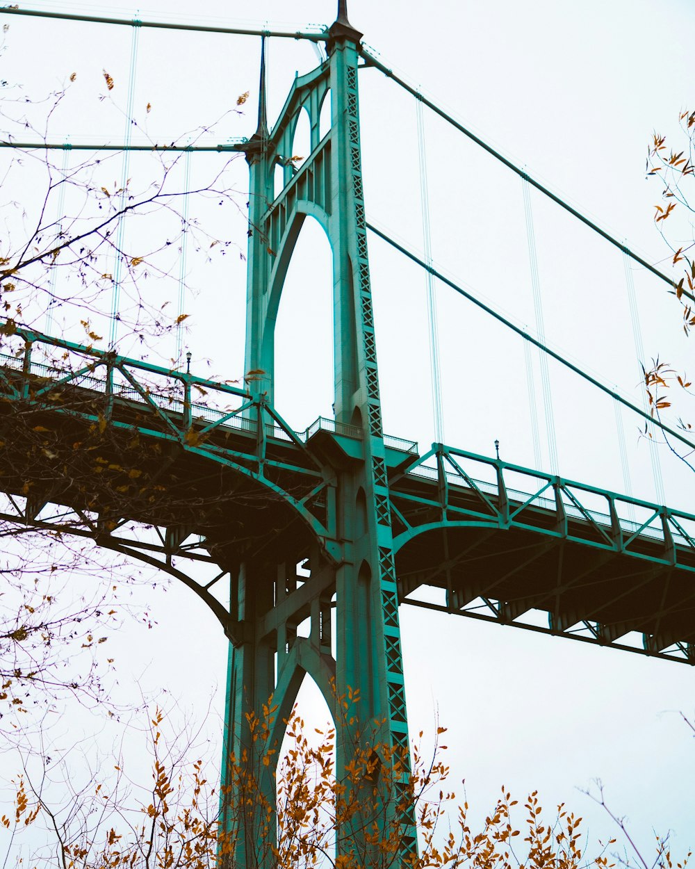 blue suspension bridge