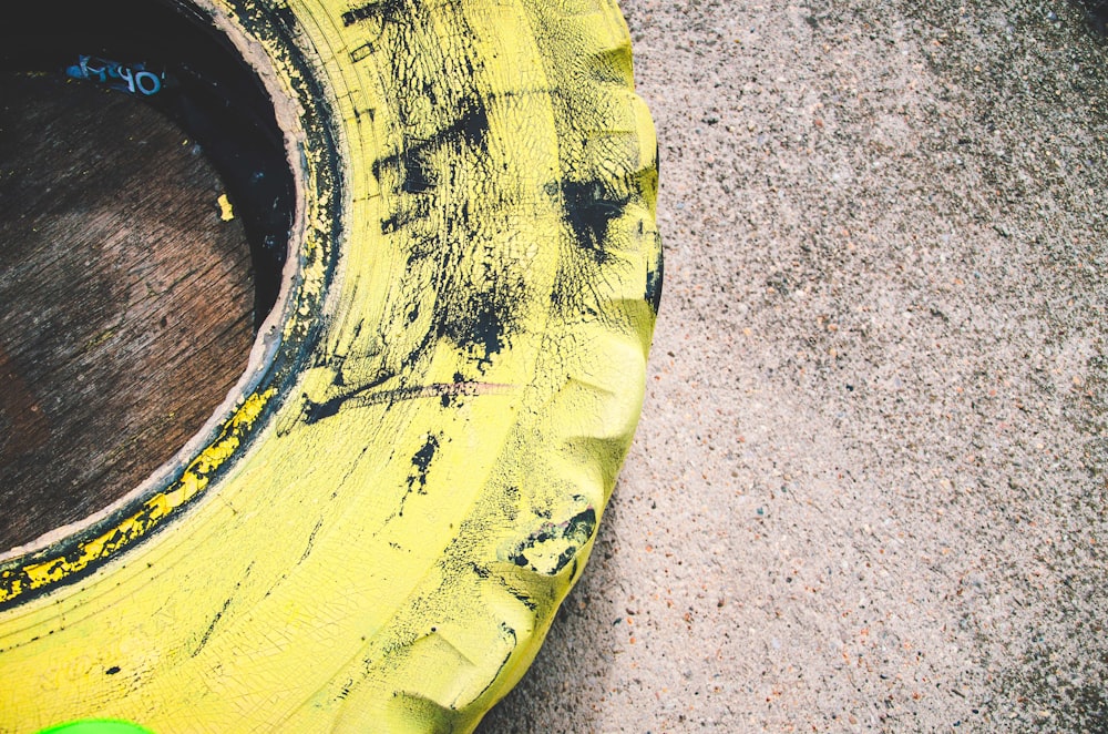 yellow painted vehicle tire