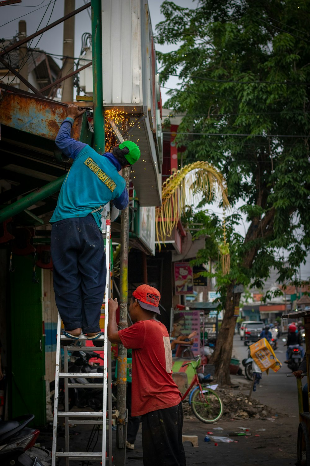 person doing welding