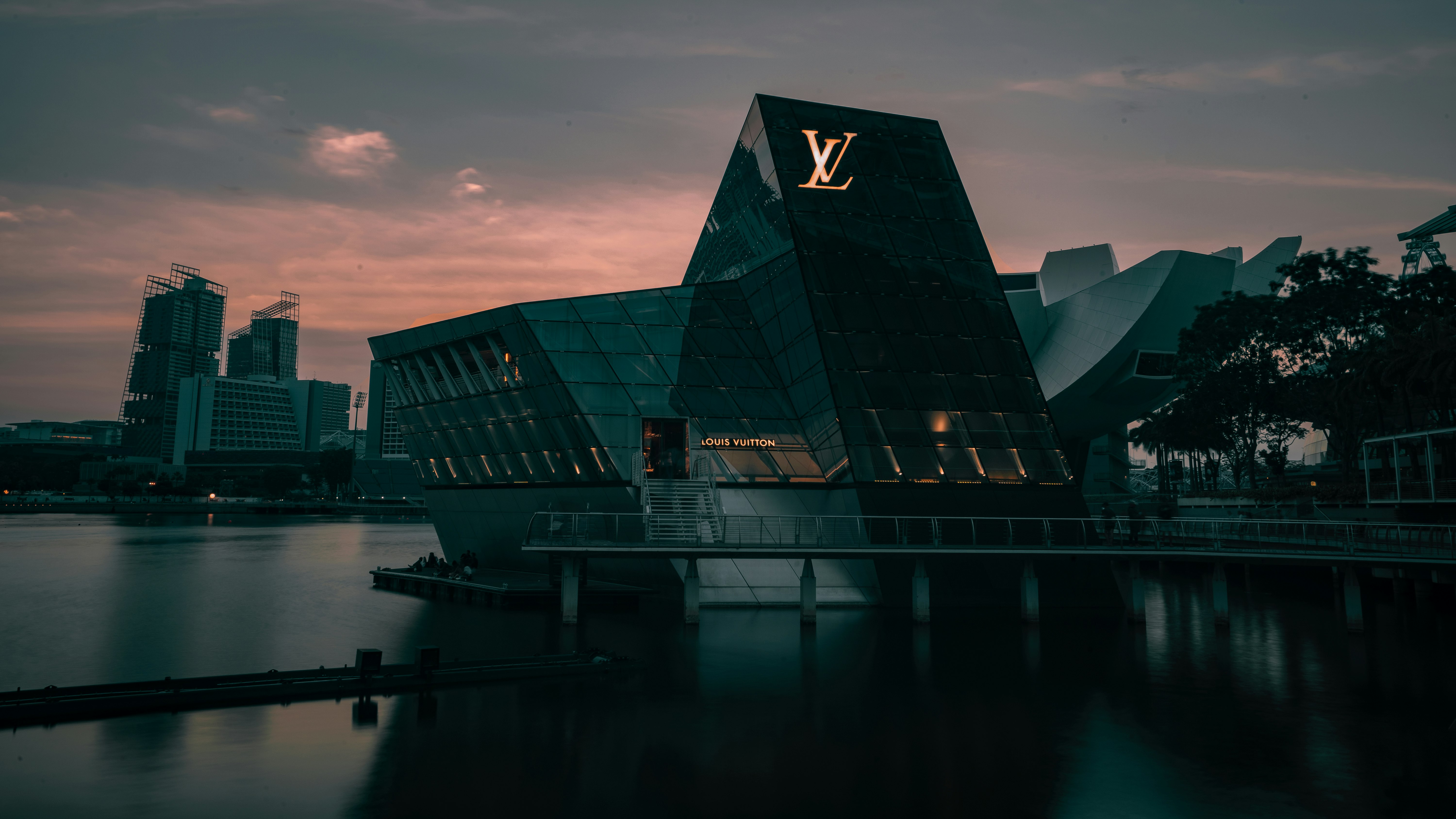 Louis Vuitton building during golden hour