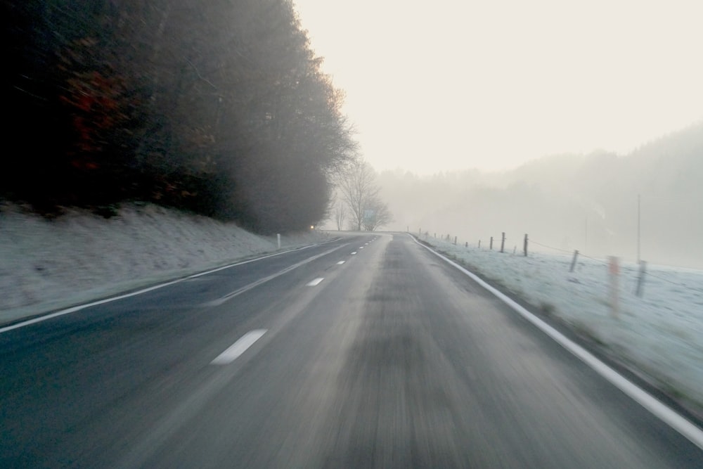 foggy straight road