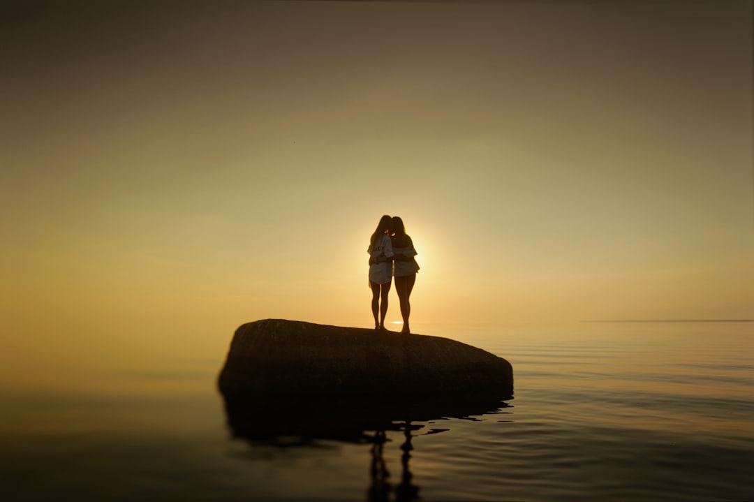 two women on rock