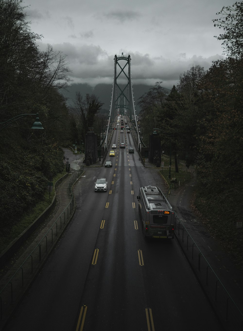 vehicles passing on bridge