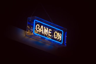 Game on neon signage turned on