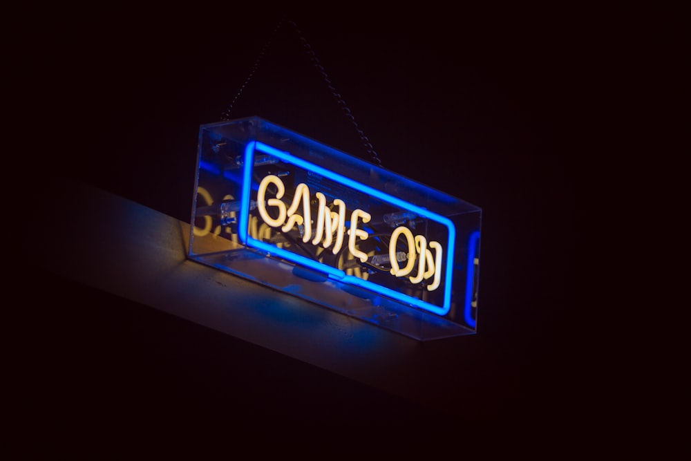 Game on neon signage turned on