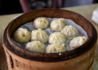 steam buns on brown container